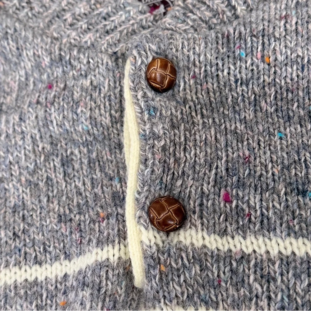 Victoria Dry Goods Wool Blend Vintage Sweater Men L Gray Cream Speckled USA Made - Picture 4 of 11